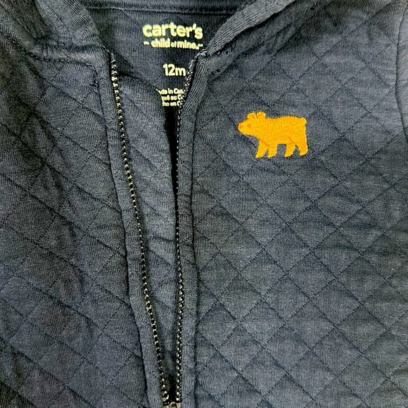 🔅‼️Carter’s 12 months Quilted Thickened/ Hooded Zip Up Onesie - Picture 3 of 4
